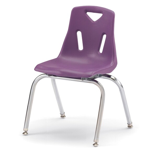 Berries Stacking Chairs with Chrome-Plated Legs, 16 in. Ht, Set of 6, Purple
